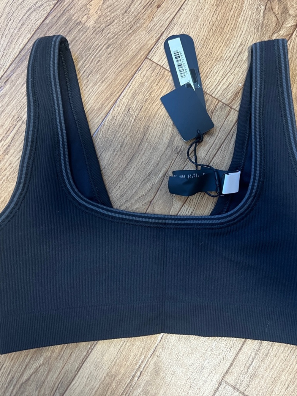 SKIMS Black Ribbed Scoop Bralette